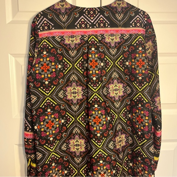 Antonio Melani Multicolor Aztec Geometric Print Henley Collar Shirt Dress Sz 8 - Picture 7 of 8